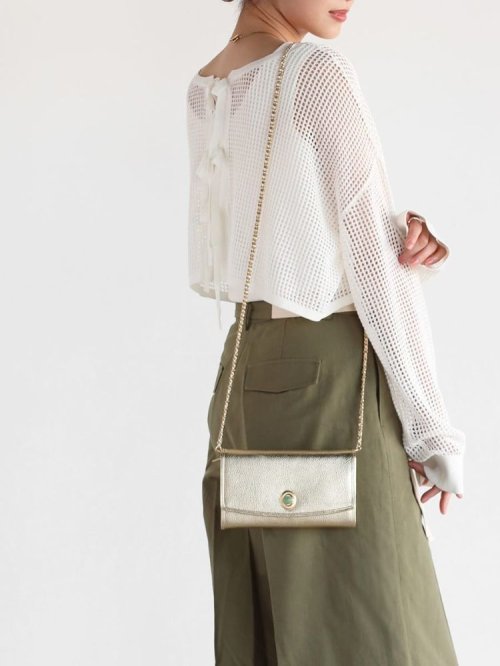 HASHIBAMI×PECHINCHAR　レザーチェーンストラップ天然石ウォレット 