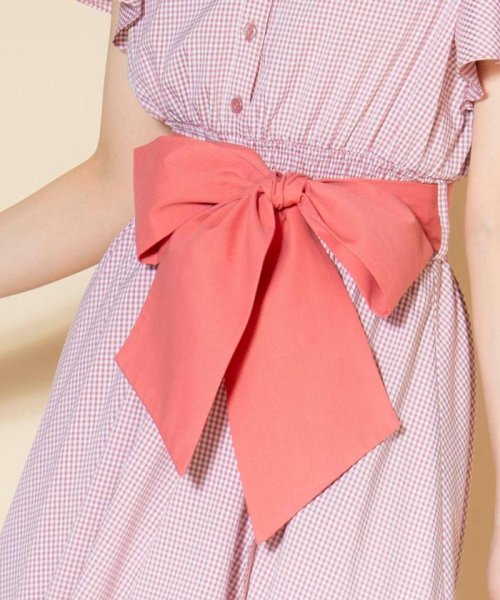 ギンガムラッフルシャツワンピース 
