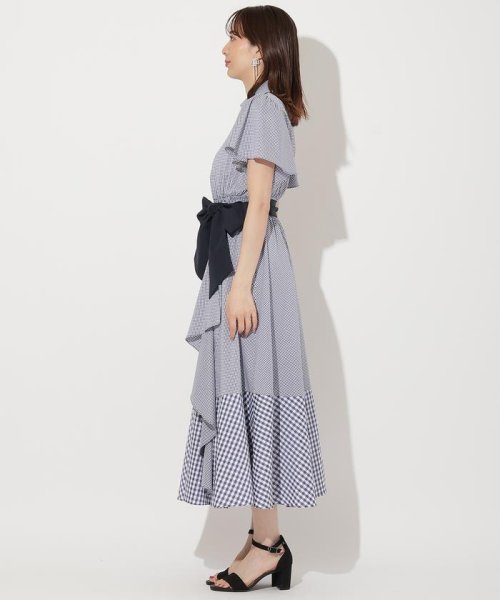 ギンガムラッフルシャツワンピース 