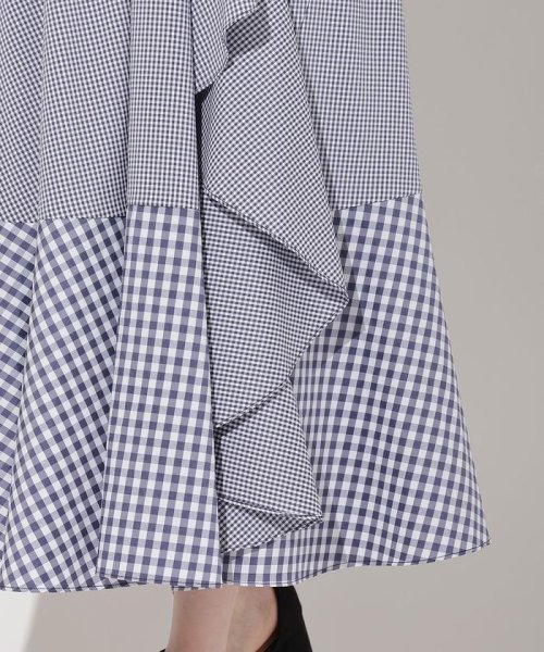 ギンガムラッフルシャツワンピース 