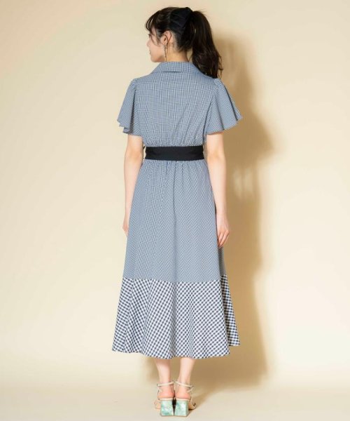 ギンガムラッフルシャツワンピース 