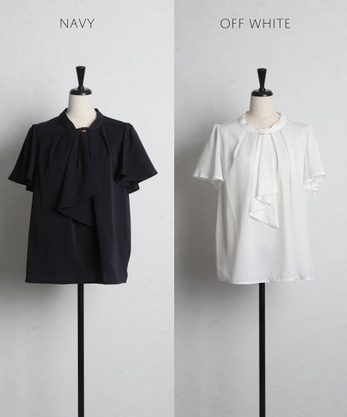 tocco closet(トッコクローゼット)/ゴールドバー付きラッフルボウタイブラウス/img11