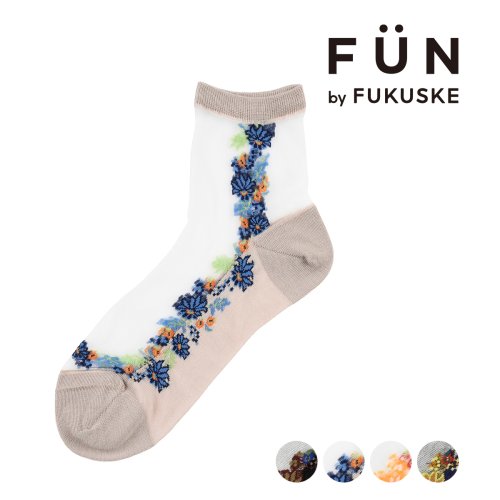 fukuske FUN(フクスケ ファン)/fukuske FUN ： 花柄 ソックス クルー丈 テグス シアー(3162－65M) 婦人 女性 レディース フクスケ fukuske 福助 公式/img01