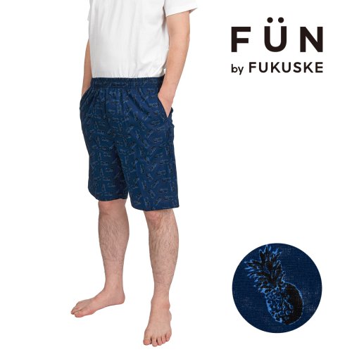 fukuske(フクスケ)/fukuske(フクスケ) ： パイン柄 ハーフパンツ ステテコ (RM9P0002) 紳士 男性 メンズ インナー 肌着 下着 フクスケ fukuske 福助/img01