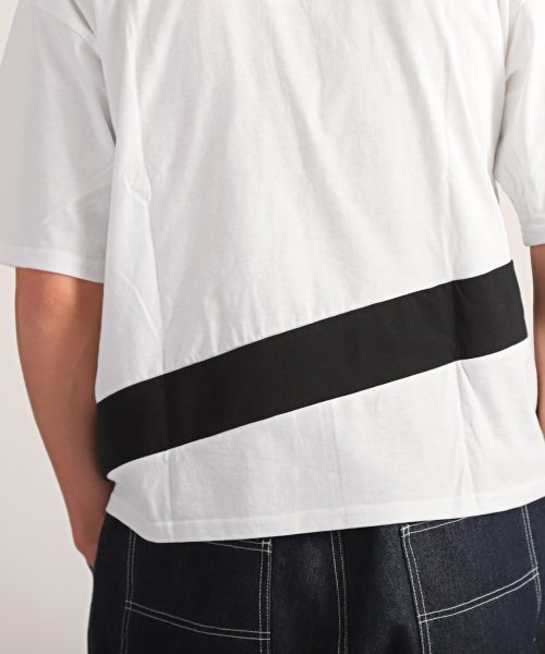 LUXSTYLE(ラグスタイル)/ビッグシルエット切り替え半袖Tシャツ/Tシャツ メンズ 半袖 半袖Tシャツ ビッグシルエット 切替 モノトーン/img17