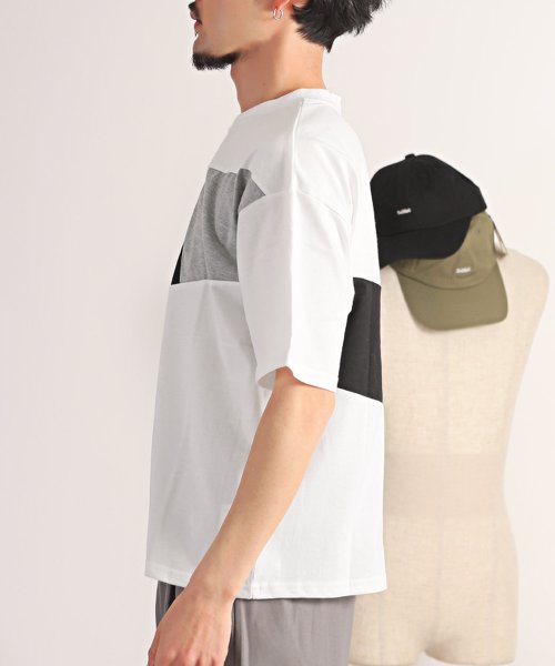 LUXSTYLE(ラグスタイル)/ビッグシルエット切り替え半袖Tシャツ/Tシャツ メンズ ビッグシルエット 半袖 切替 配色/img02