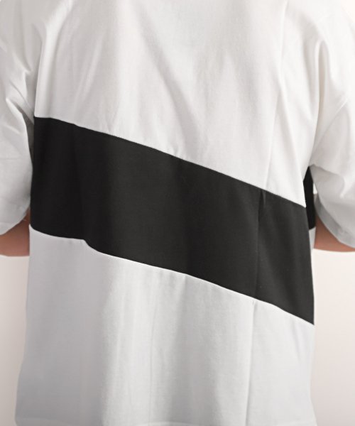 LUXSTYLE(ラグスタイル)/ビッグシルエット切り替え半袖Tシャツ/Tシャツ メンズ ビッグシルエット 半袖 切替 配色/img16