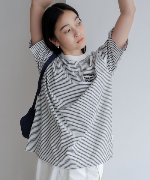 ANME(アンメ)/ANMEロゴ 刺繍入り ボーダー 半袖 Tシャツ/img15