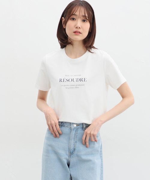 Honeys(ハニーズ)/ロゴプリントＴシャツ トップス Tシャツ ロゴT 半袖 ロゴ 綿混 接触冷感 UVカット /img03