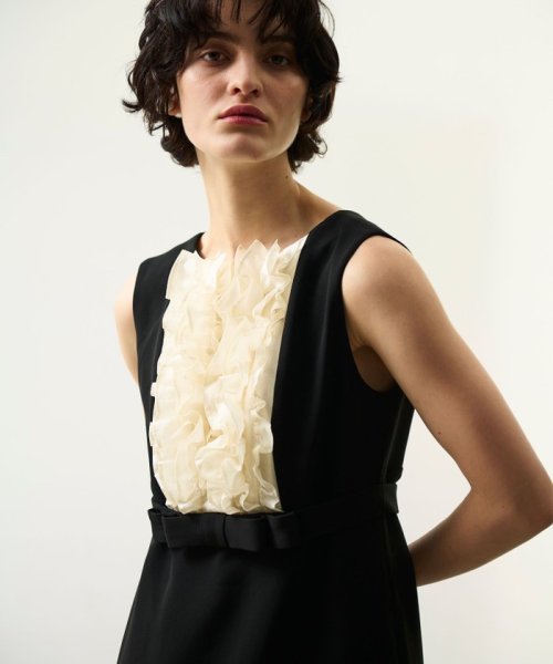 シアーラッフルロングドレス 