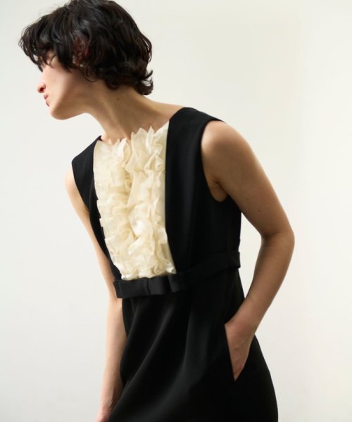 シアーラッフルロングドレス 