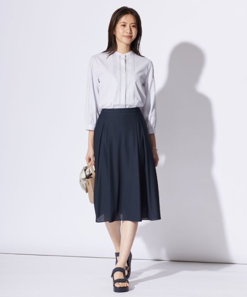 J.PRESS LADIES（LARGE SIZE）(J．プレス　レディス（大きいサイズ）)/【洗える】シャンブレー バンドカラー ピンタック ブラウス/img05