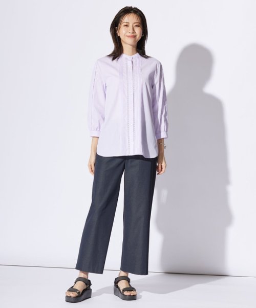 J.PRESS LADIES（LARGE SIZE）(J．プレス　レディス（大きいサイズ）)/【洗える】シャンブレー バンドカラー ピンタック ブラウス/img06