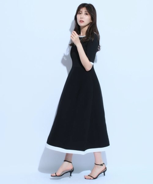 ホールガーメント配色ワンピ 予めご了承ください