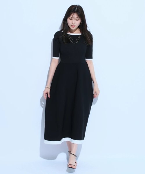 ホールガーメント配色ワンピ 予めご了承ください