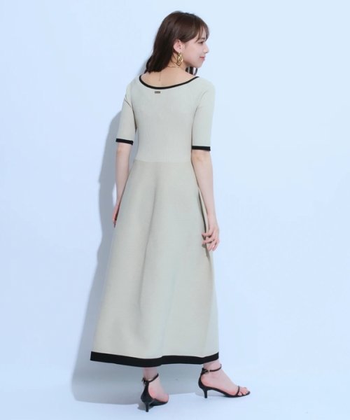 ホールガーメント配色ワンピ 予めご了承ください