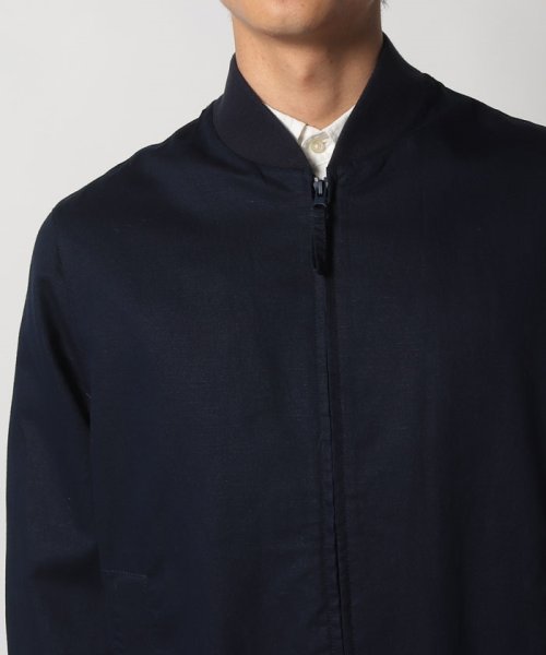 リネン混ジップアップブルゾン 