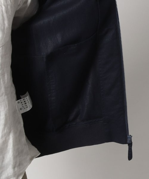 リネン混ジップアップブルゾン 