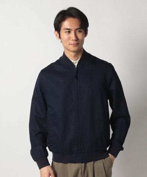 リネン混ジップアップブルゾン 