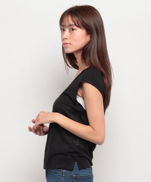 BENETTON (women)(ベネトン（レディース）)/リネン100%Uネックサイドスリット入りフレンチスリーブTシャツ・カットソー/img05