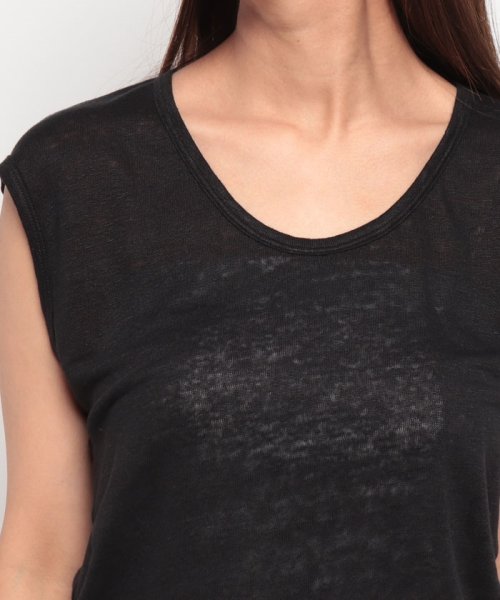 BENETTON (women)(ベネトン（レディース）)/リネン100%Uネックサイドスリット入りフレンチスリーブTシャツ・カットソー/img07