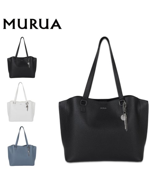 MURUA(ムルーア)/ムルーア MURUA トートバッグ レディース A4サイズ対応 合皮 チャーム CHARM ブラック ホワイト ブルー 黒 白 MR－B1226/img01