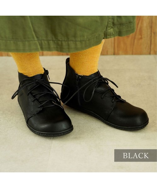 Joy Walker Plus(ジョイウォーカープラス)/Joy Walker Plus ジョイウォーカープラス ショートブーツ レースアップ コンフォート レディース 低反発 SHORT BOOTS ブラック ブラウ/img10