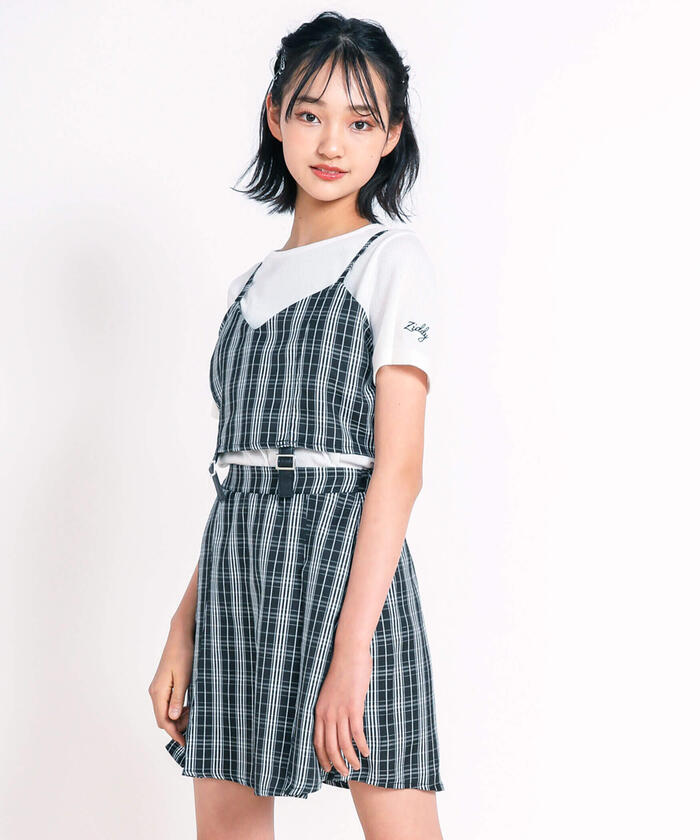 メゾピアノ ビスチェスカートトップスセットアップチェック140cm