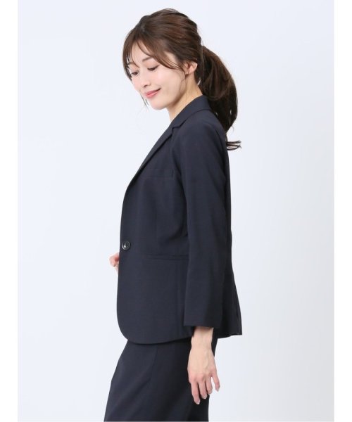 セール】シアサッカー 1ボタン7分袖ジャケット 紺(セットアップ可能  