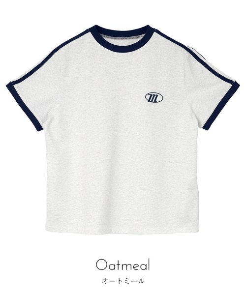 miette(ミエット)/配色ラインロゴ刺繍Tシャツ/img18