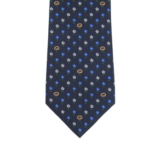 GUCCI グッチ BEE ビー インターロッキング G フラワー ネクタイ シルク 