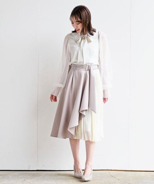 合繊ラッフル×シフォンプリーツ切替スカート 人気・おすすめ｜使いやすい・旅行におすすめ セール中 全国発送 国内発送・品質保証付き商品