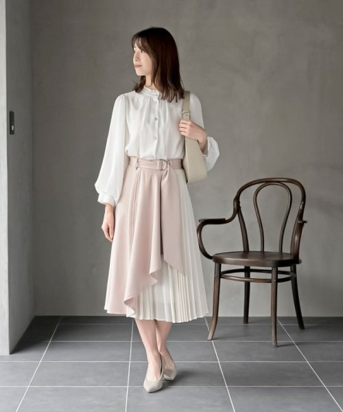 合繊ラッフル×シフォンプリーツ切替スカート 人気・おすすめ｜使いやすい・旅行におすすめ セール中 全国発送 国内発送・品質保証付き商品