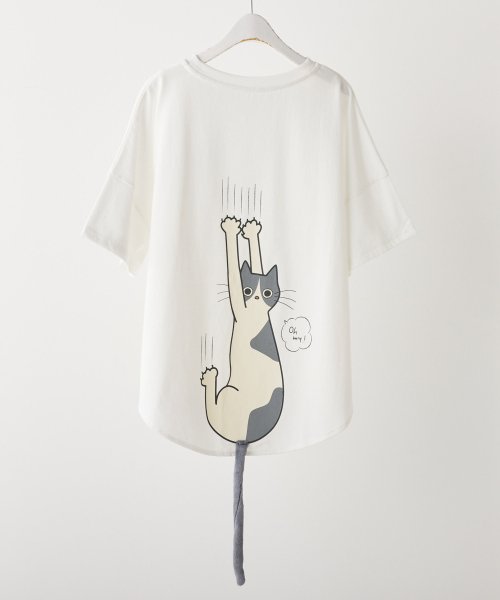 NICE CLAUP OUTLET(ナイスクラップ　アウトレット)/ネコしっぽTシャツ　ゆったり　猫　カットソー/img03