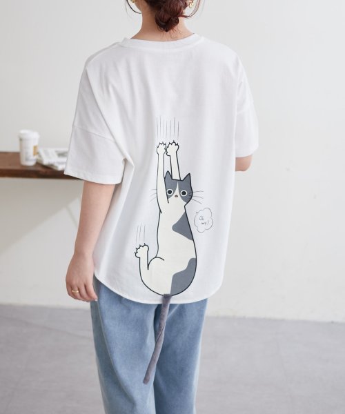 NICE CLAUP OUTLET(ナイスクラップ　アウトレット)/ネコしっぽTシャツ　ゆったり　猫　カットソー/img05