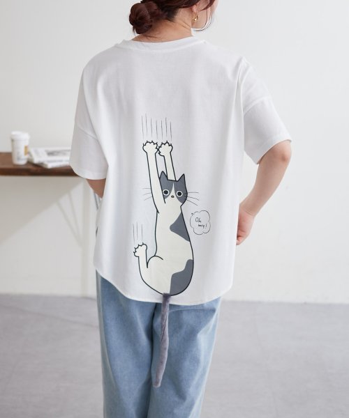 NICE CLAUP OUTLET(ナイスクラップ　アウトレット)/ネコしっぽTシャツ　ゆったり　猫　カットソー/img06