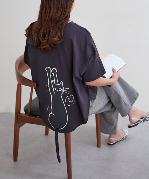 NICE CLAUP OUTLET(ナイスクラップ　アウトレット)/ネコしっぽTシャツ　ゆったり　猫　カットソー/img11