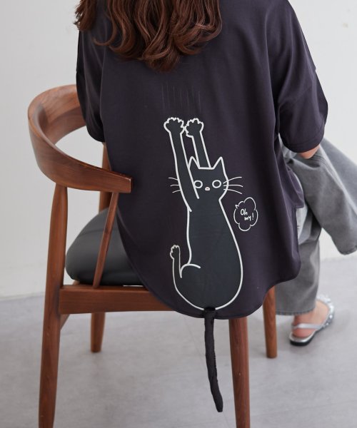 NICE CLAUP OUTLET(ナイスクラップ　アウトレット)/ネコしっぽTシャツ　ゆったり　猫　カットソー/img12