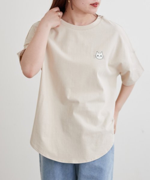 NICE CLAUP OUTLET(ナイスクラップ　アウトレット)/ネコしっぽTシャツ　ゆったり　猫　カットソー/img14