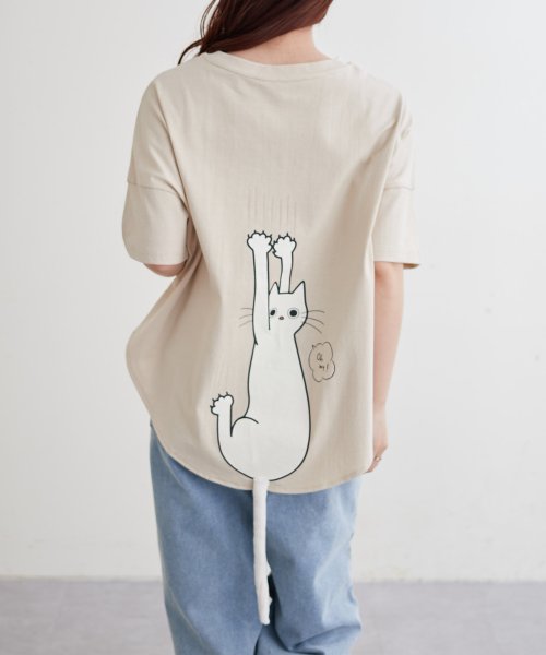 NICE CLAUP OUTLET(ナイスクラップ　アウトレット)/ネコしっぽTシャツ　ゆったり　猫　カットソー/img16