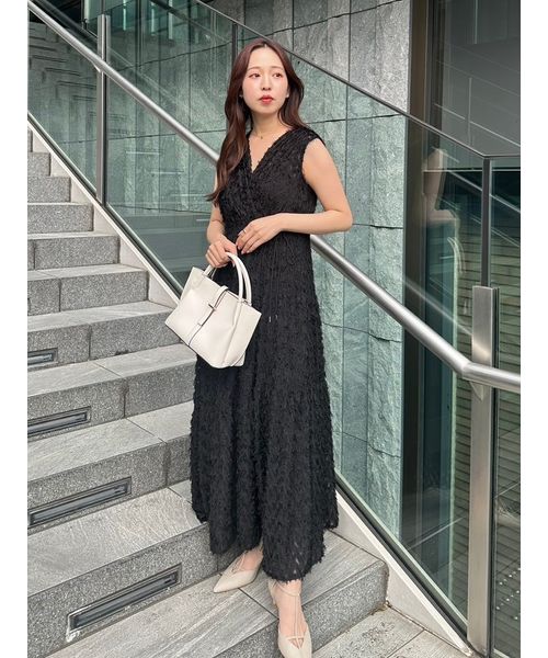 FRAY I.D フリンジジャガードカシュクールワンピース