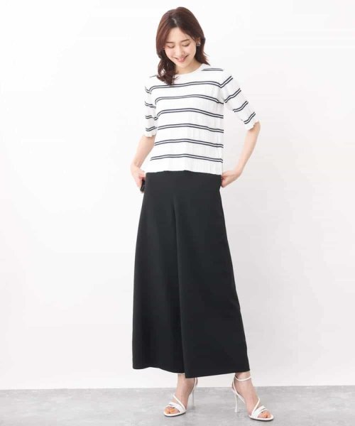 シボストレッチワイドパンツ/セットアップ対応/洗える