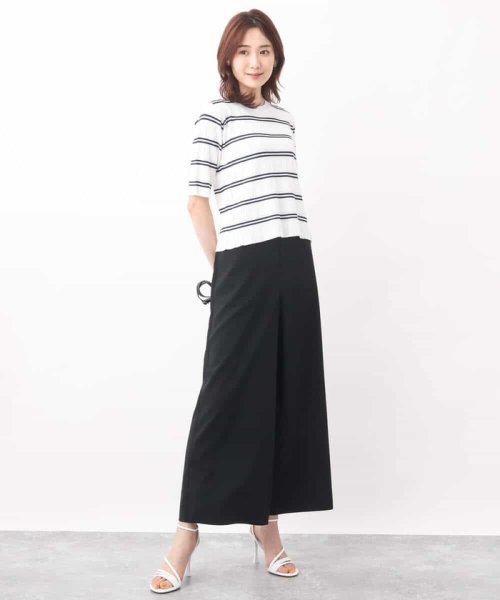 シボストレッチワイドパンツ/セットアップ対応/洗える