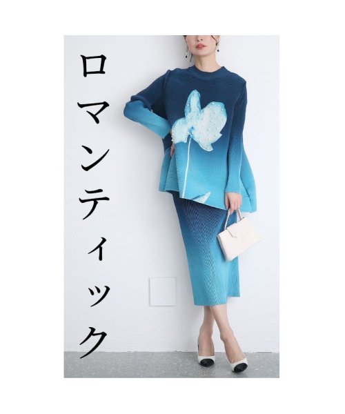 Sawa a la mode(サワアラモード)/レディース 大人 上品 艶めくパールの花柄プリーツセットアップ/img04