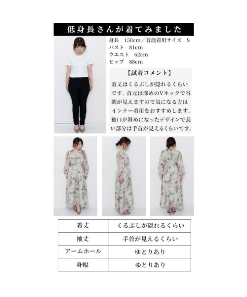 Sawa a la mode(サワアラモード)/レディース 大人 上品 水彩で描いたリーフ模様のシアーワンピース/img24