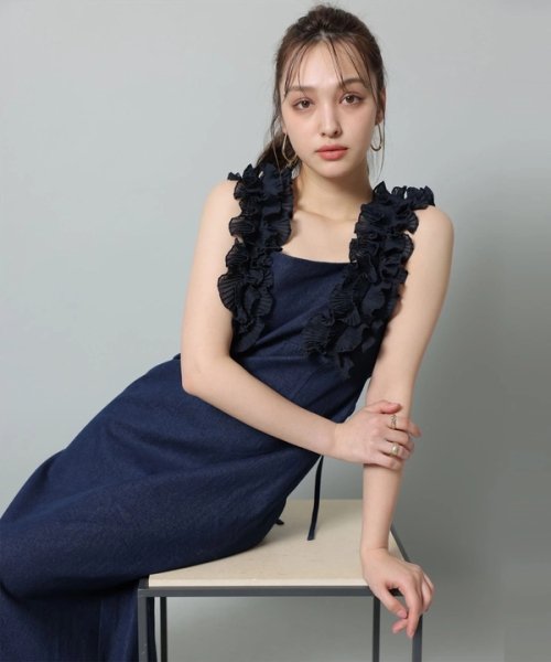 ショルダーフリルIラインワンピース 予めご了承ください