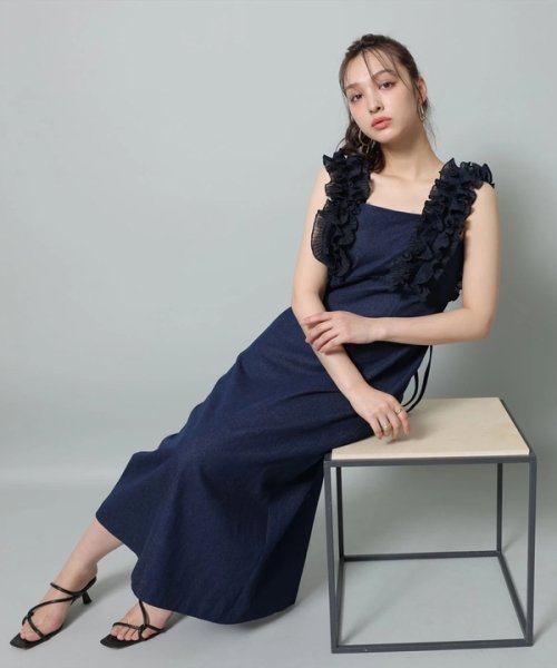 ショルダーフリルIラインワンピース 予めご了承ください