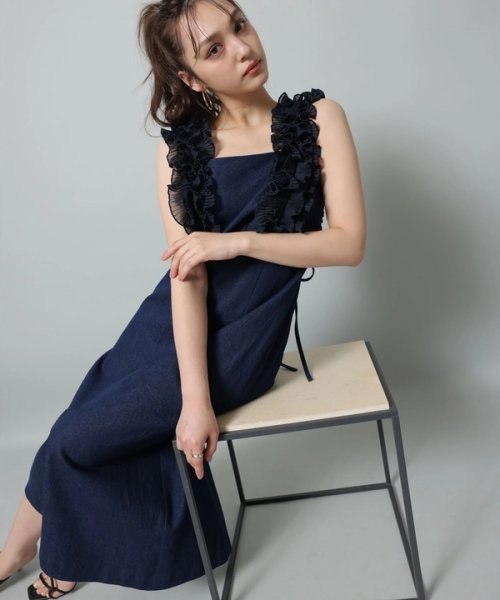 ショルダーフリルIラインワンピース 予めご了承ください