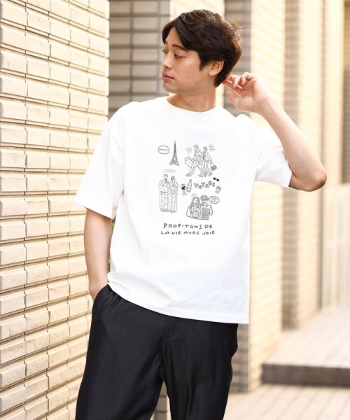 a.v.v (MEN)(アー・ヴェ・ヴェメンズ)/【ucaU×a.v.vコラボ】フロントプリントワイドシルエットTシャツ/img11