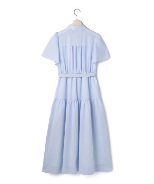 ピンストライプシャツワンピース(サックス) 